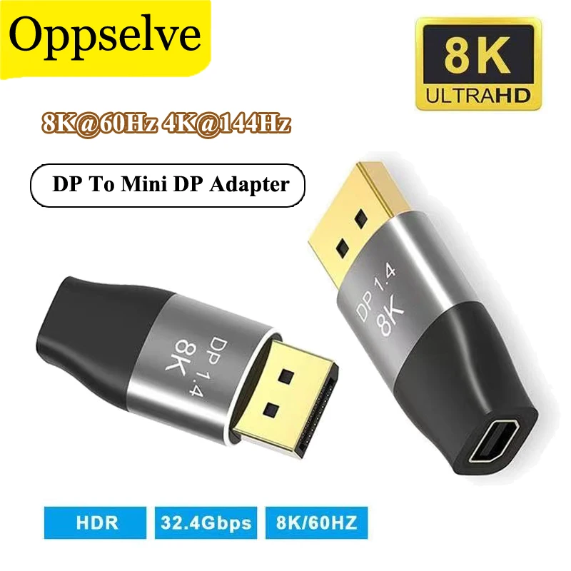 

8K 60Hz Mini DP Female To Male Cable Adapter 4K@144Hz DisplayPort Converter For Apple Macbook Pro iPod 1.4 Display Port Cables