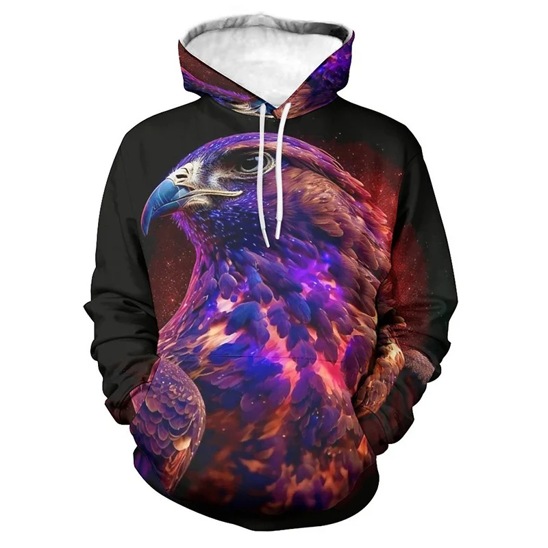 thumbnail image 1 of Sudadera con capucha con estampado de animales de moda para hombre, con estampado 3D de águila, gato y perro, de manga larga, informal, holgada, para mujer, 1 of 5