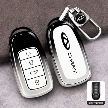 Accessori Auto: Custodia Protettiva in TPU per Chiavi con Catena per Chery Ebro, JAECOO, Omoda 5, Tiggo 7, 8, 9 Plus, Pro, Arrizo 6, 8 - Guscio Interno per Chiave