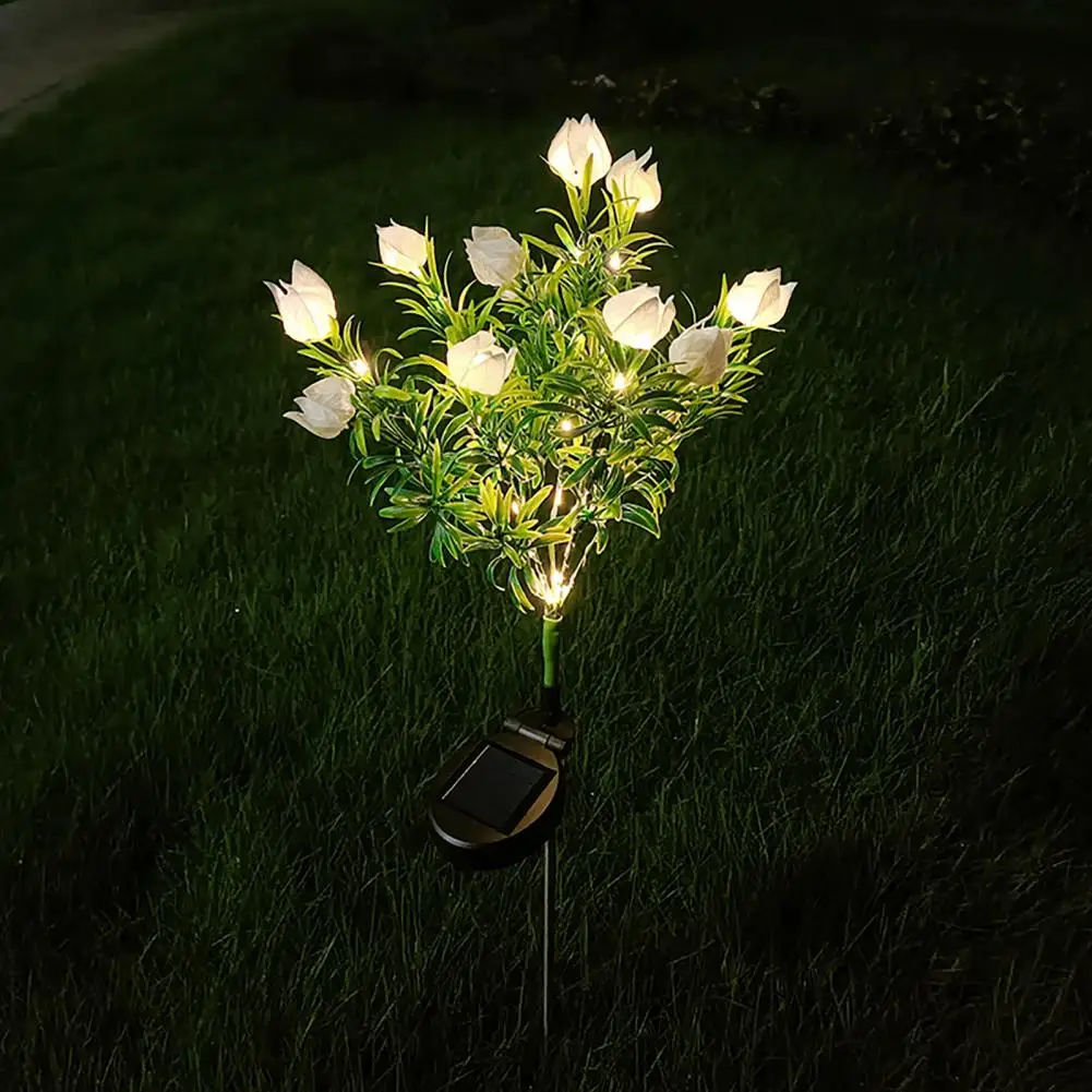 

Solar Landscape Light Multicolor Changing Led Solar Garden Lights with Faux Lily Imitation Gardenia Bouquet for Patio for Garden