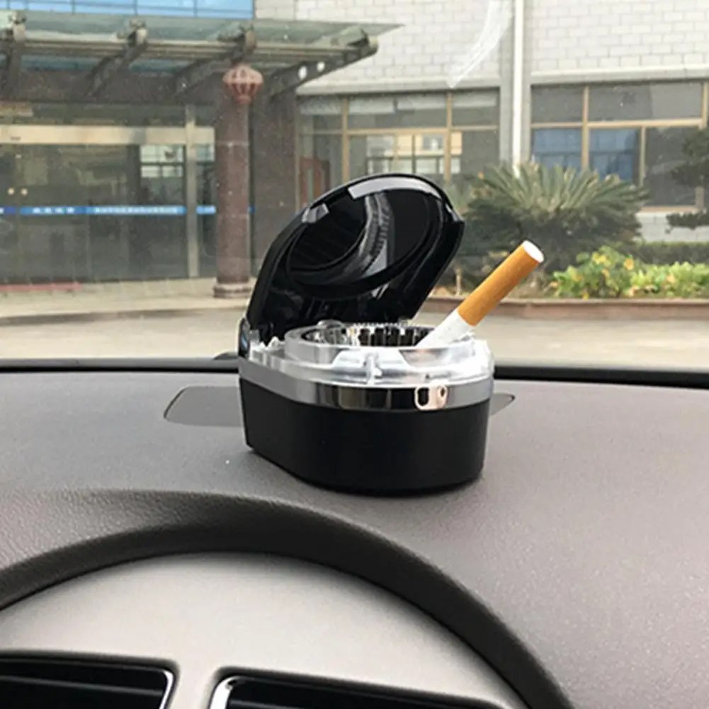 블루 LED 라이트가 있는 차량용 재떨이, 자동차 시가 라이터 홀더, 트럭 SUV 차량 내부 액세서리용 냄새 제거기
