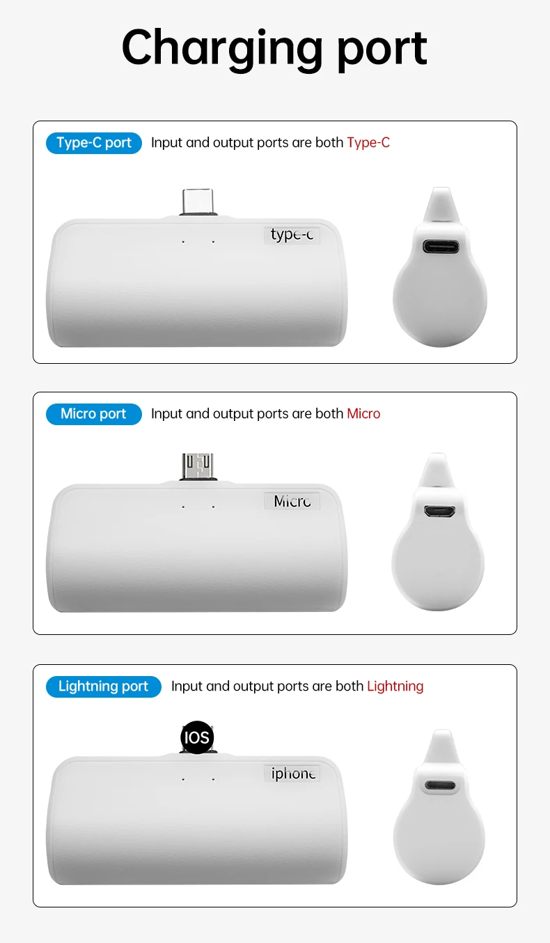 6097 Power Bank 3300mAh External Battery Wireless Charging For iPhone 13 Pocket Mini Power Bank mobile phone charger For Xiaomi