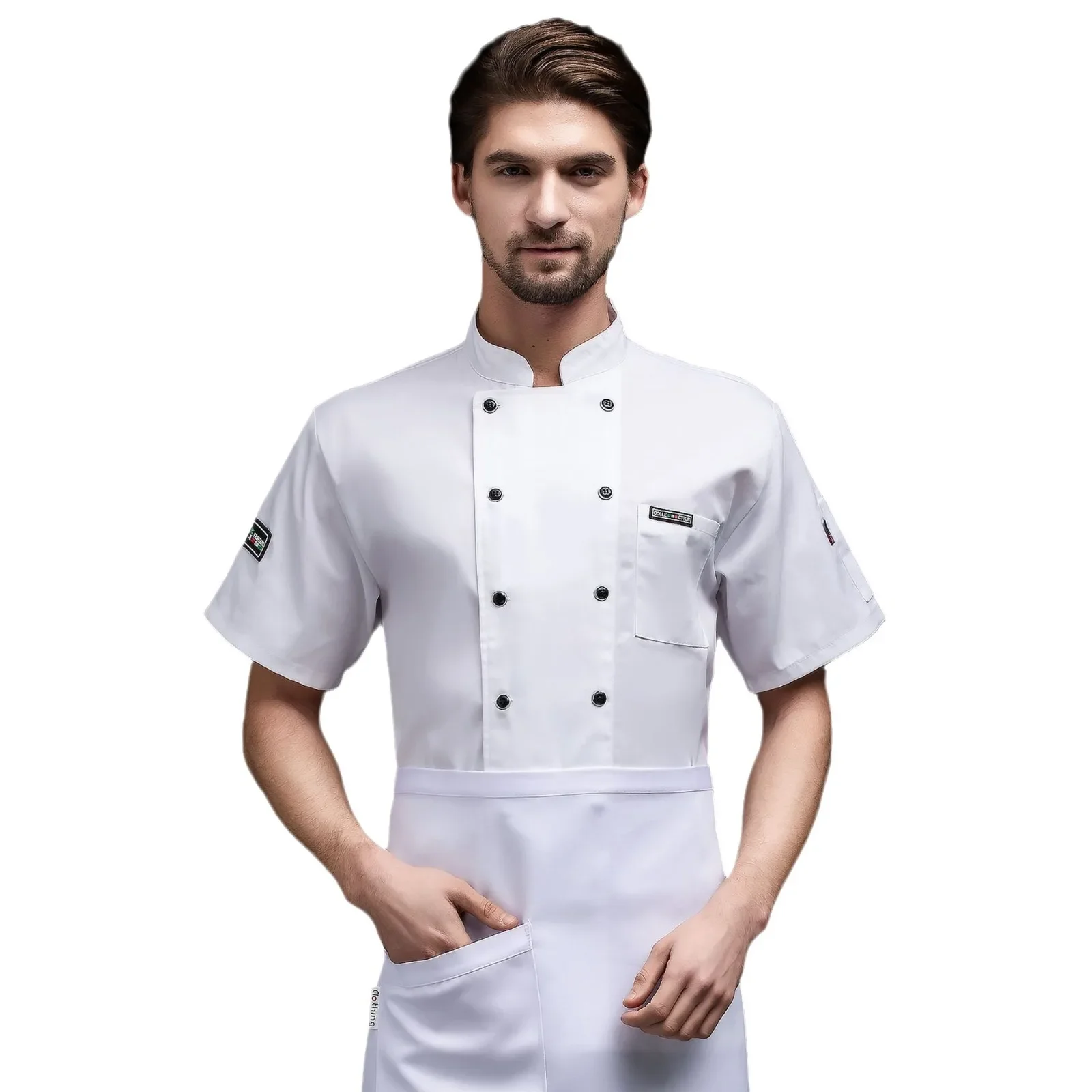 Chef Overalls Men and Women Short-sleeved Summer Hotel Restaurant Canteen Rear Kitchen Breathable Mesh