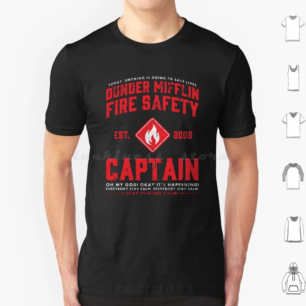 Dunder Mifflin Fire Safety Captain ( Variant ) T Shirt Big Size 100% Cotone The Office Ute Rute Jim Halpert Pam