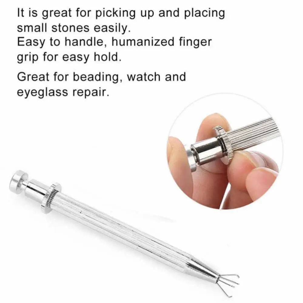 1pc 4Claw Holder Jewelry Gem Beads Stainless Steel Grabber Diamond Gemstones Stone Prong Tweezers Pick-up Tool