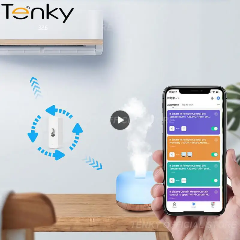 

Wifi Tuya Humidity Sensor App Remote Control Temperature Humidity Sensor Works With Alexa Assistant Humidity Sensor Mini