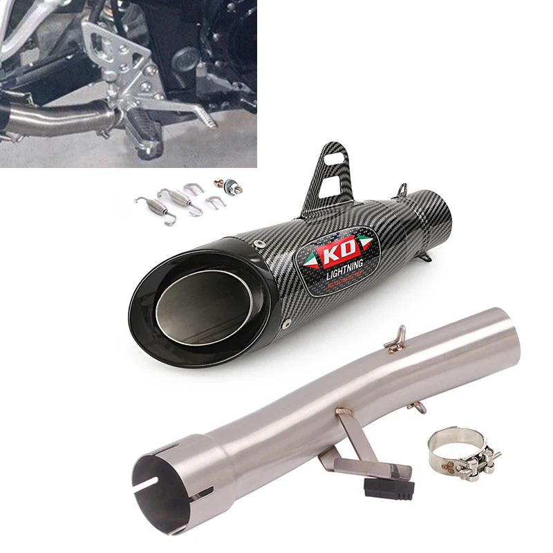 310MM Escape Slip On For SUZUKI GSX650F 07-16 GSF1250 07-18 Motorcycle Exhaust Pipe Mid Link Tube 51mm Muffler Without DB Killer
