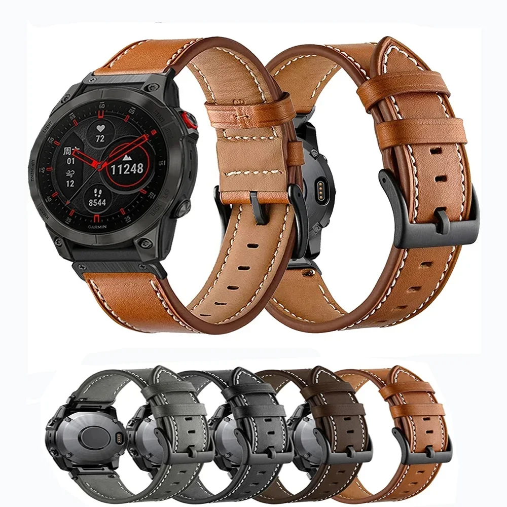 Premium Quickfit Leather Smart Watch Strap, 22mm/26mm Adjustable Bracelet Strap