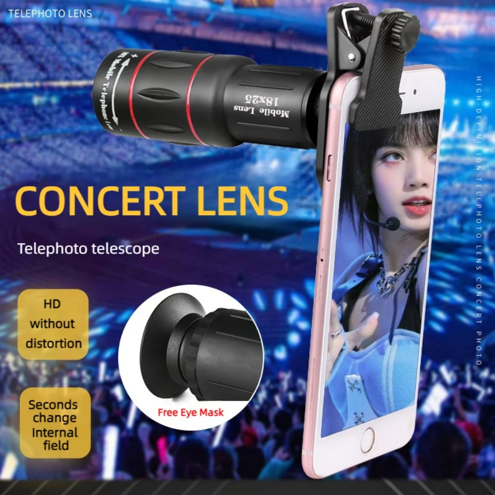 18/36/64X Magnification Mobile Phone Camera Lens, Clip-On Zoom Monocular Telescope Telephoto Lens for Camping Hunting and Sports 2