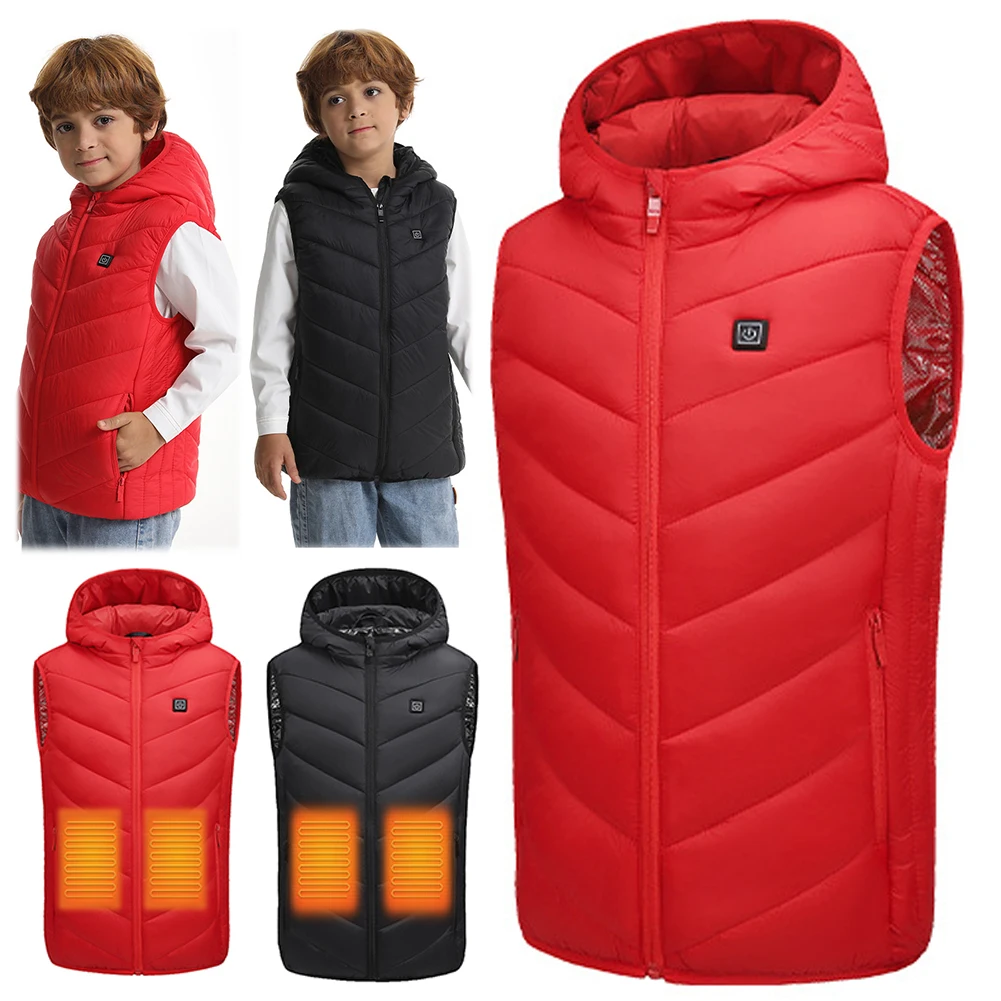 10 Heating Zones Electric Heated Jackets USB Heating Jacket Kids Boys Girls Thermal Winter Warm Jacket for Outdoor Camping