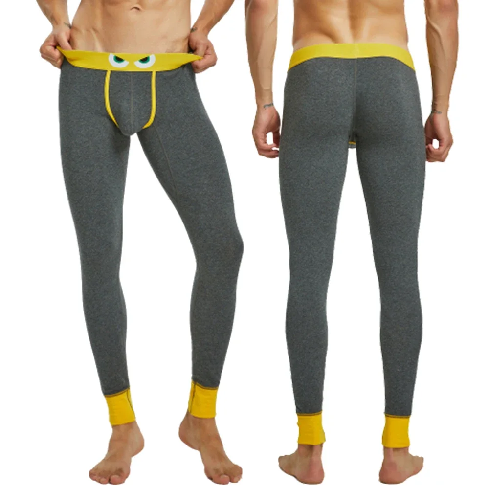 Winter Men's Warm Tight Slim Leggings Thermal Long Johns Underwear Sexy Bulge Pouch Male Long Johns Warm Thermal Sleep Bottoms