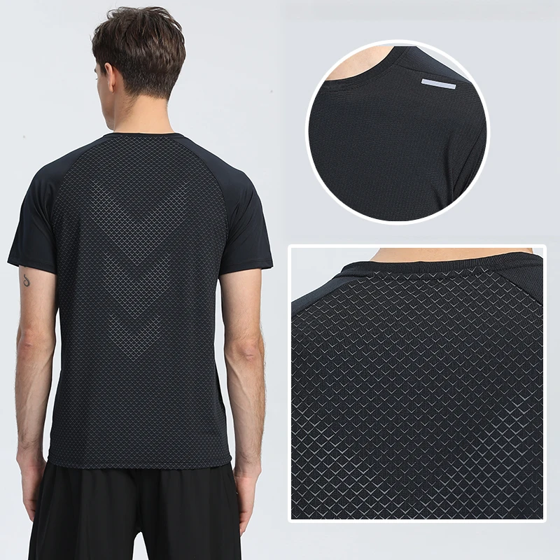 Custom LOGO Men Running T-shirt Fitness Sports Top Gym Training Shirt Jogging Casual Sportswear Quick Dry Outdoor Sports Shirt 3
