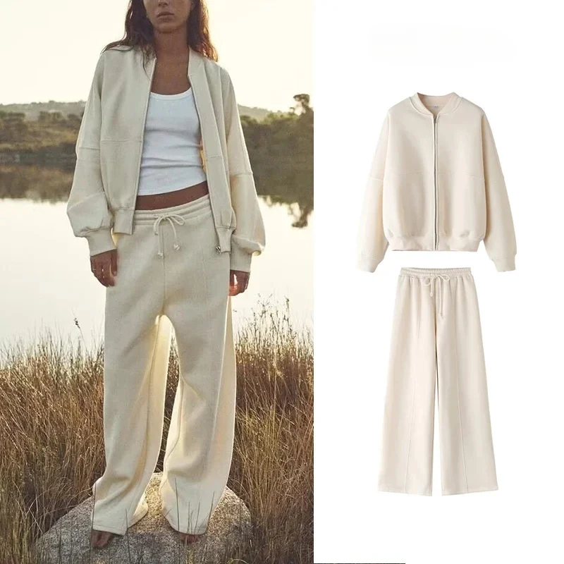 

ZR Zipper Cardigan Sets To Dress Woman Tracksuit Suits Fall Outfits Women Sets Baggy Pants Clothing Long Sleeve Sportswear