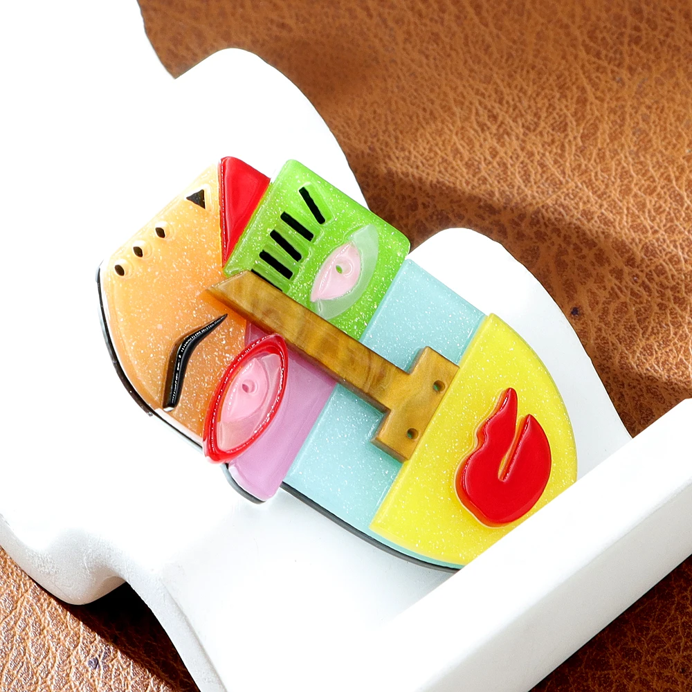 CINDY XIANG Japanese Anime Pins Human Face Brooches Cute Abstract Cartoon Acrylic Acetate Brooch Coat Jewelry for Friends Gift cartoon brooch