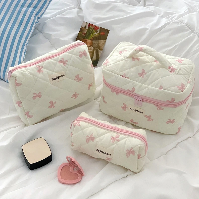 여성용 귀여운 메이크업 가방, 대용량 화장품 가방, 휴대용 여행 세면 용품 핸드백 장식 메이크업 파우치