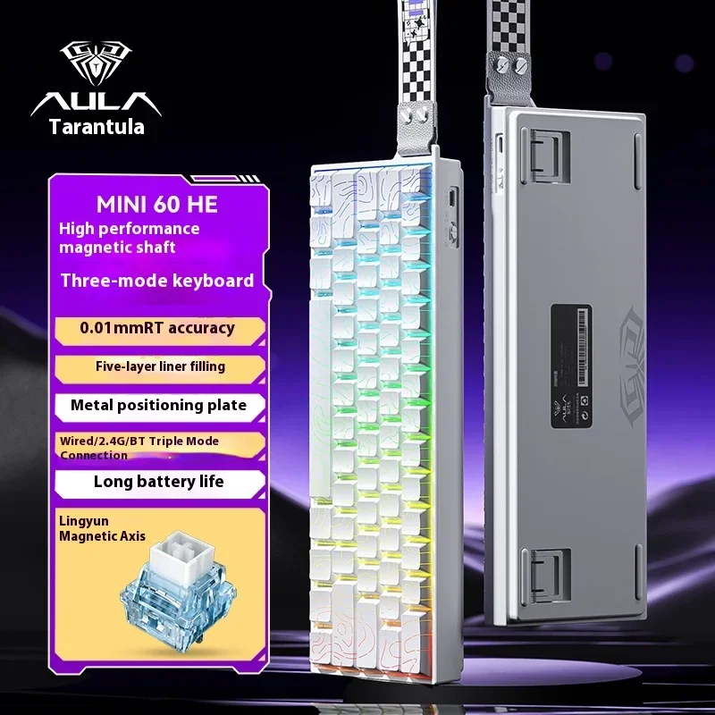 新しい AULA MINI60 HE ワイヤレス Bluetooth 3 モード磁気軸