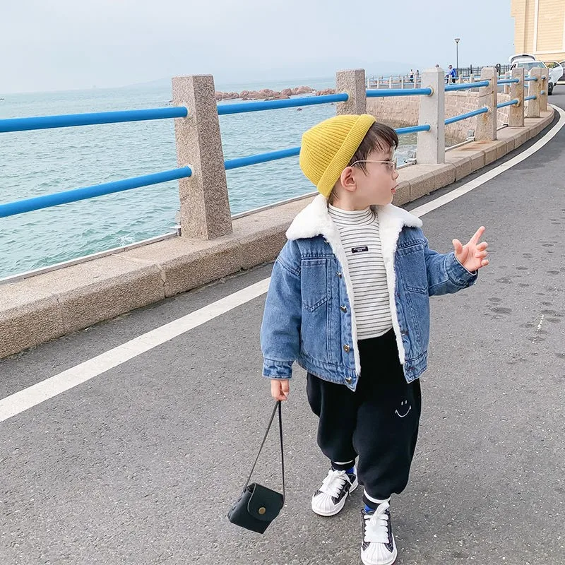 남아 데님 코튼 패딩 따뜻한 재킷 다운 파카, 어린이 캐주얼 편안한 오버코트 의류, 2025 겨울 신상
