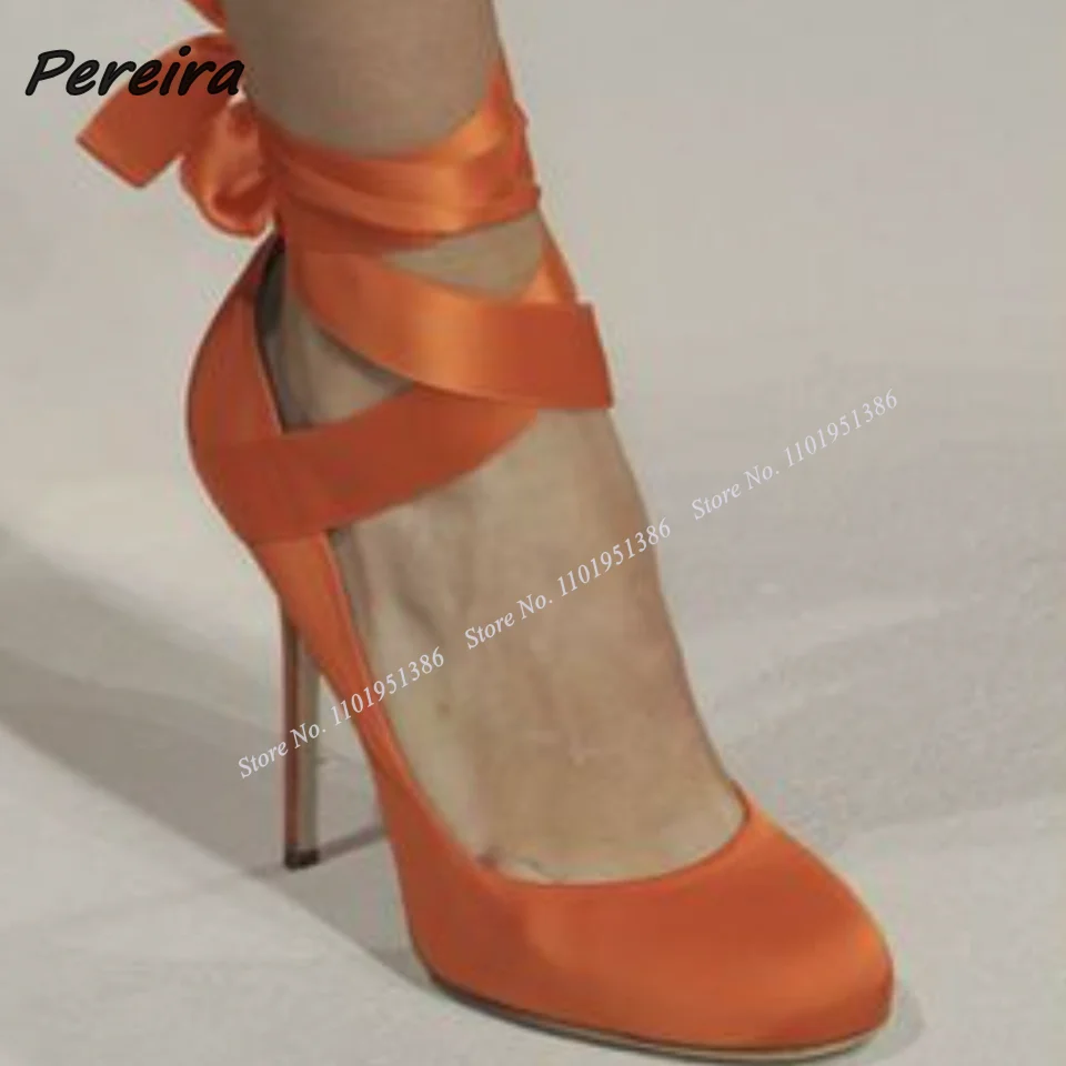 

Pereira Orange Ankle Lace up Pumps for Women Stilett High Heel Platform Shoes Wedding Shoes High Heel Brown New Zapatillas Mujer