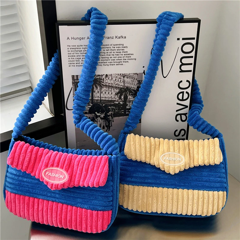 

Contrast Color Canvas Crossbody Bags Women Corduroy Women's Shoulder Bag Flap Phone Bag Purse Casual Zipper Female Handbags Sac