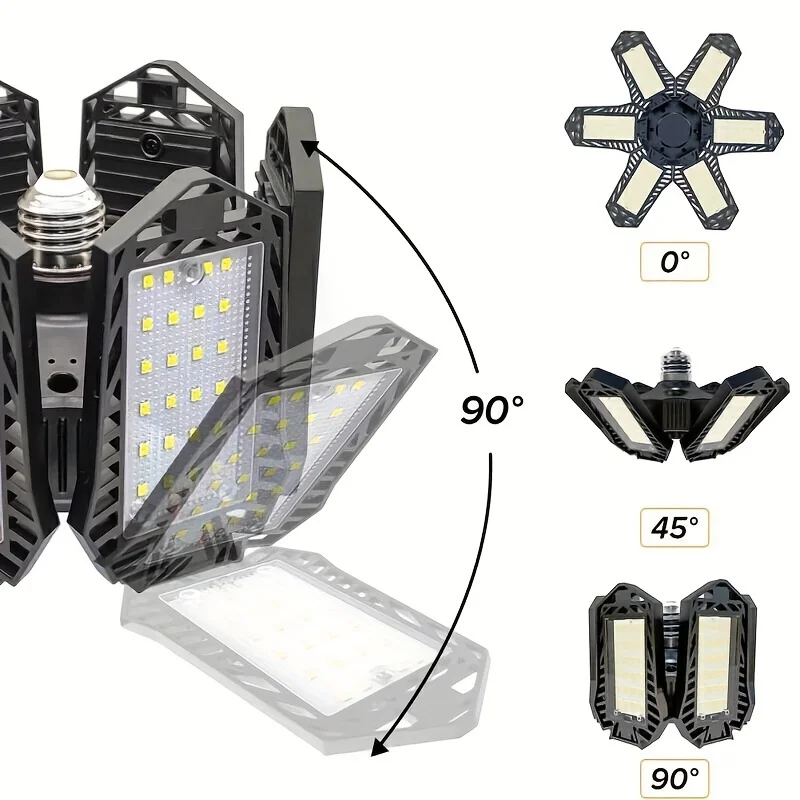 1/2/4pcs Deformable LED Garage Lights 6 Adjustable Panels Glow Light E26 E27 Ceiling Light For Workshop Storage Garage Lamp