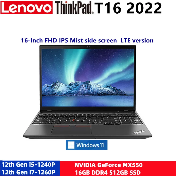 

NEWEST Lenovo ThinkPad T16 Laptop 12th Gen i5-1240P/i7-1260P MX550 16G 512G SSD 16-Inch FHD IPS Screen (LTE) Notebook Windows 11