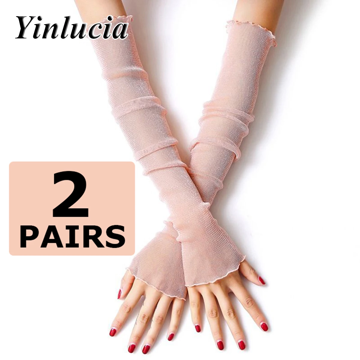 

2 Pairs Summer Sexy Shiny Lurex Yarn Arm Cover Cool Lace Mesh Lolita Armbands Sun Protection Ice Sleeves Arm Guard Cuff Elegant