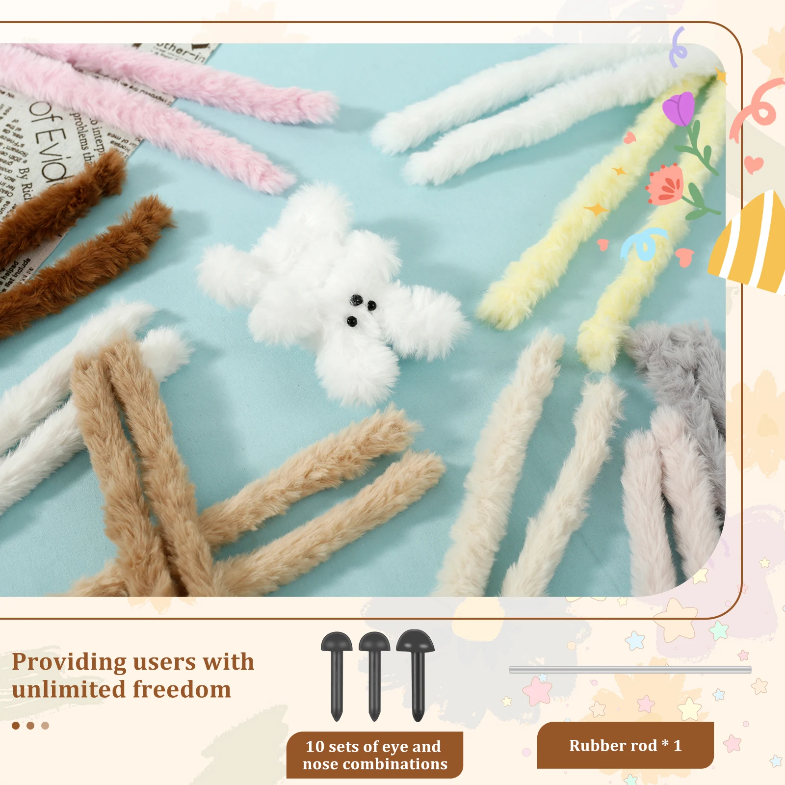 10PCS Pipe Cleaners Thick Fur Chenille Stems Pipe Cleaners Craft Supplies Kids Creative DIY Arts and Crafts Flexible Pipe