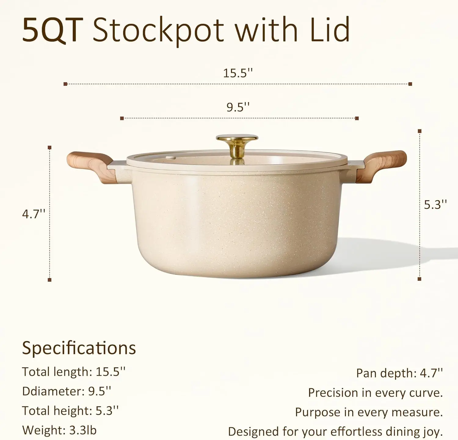 5 Qt Nonstick Stock Pot with Lid, Ceramic Soup Pot Easy Clean PFOA Free Cookware for Oatmeal 2
