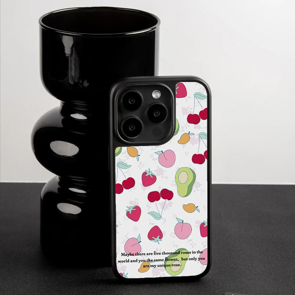 Summer Vibes Colorful Fruits Soft Shockproof Silicone Phone Case - Black Edged Design