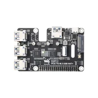 PCIe To USB 3.2 Gen1 And M.2 HAT For Raspberry Pi 5 Supports NVMe Protocol Solid State Drive Expands 4-Ch USB 3.2 Ports High 3