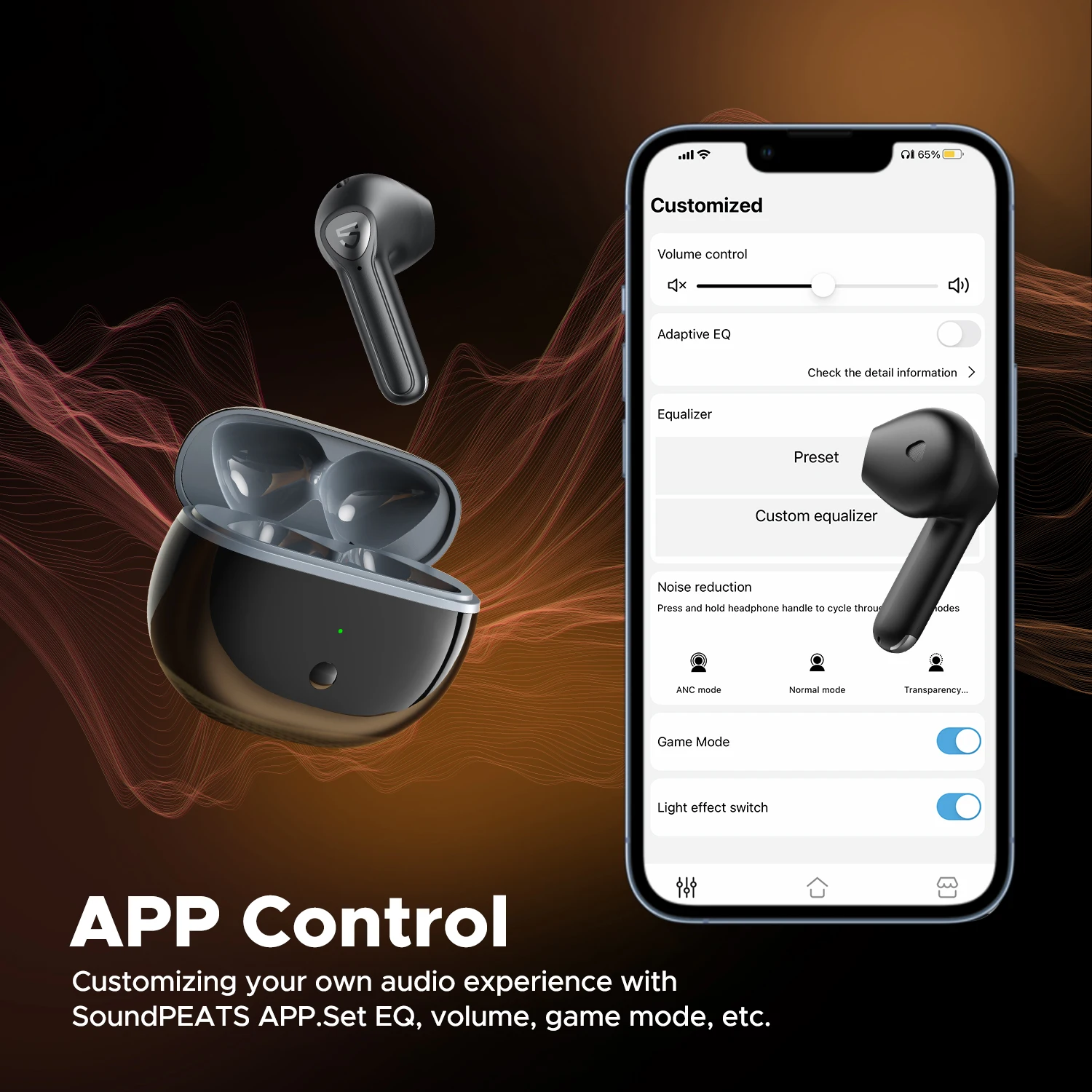 SoundPEATS-auriculares inalámbricos con Bluetooth 5,3, cascos transparentes  con micrófono Dual ENC, modo de juego, soporte para aplicación, 40H -  AliExpress