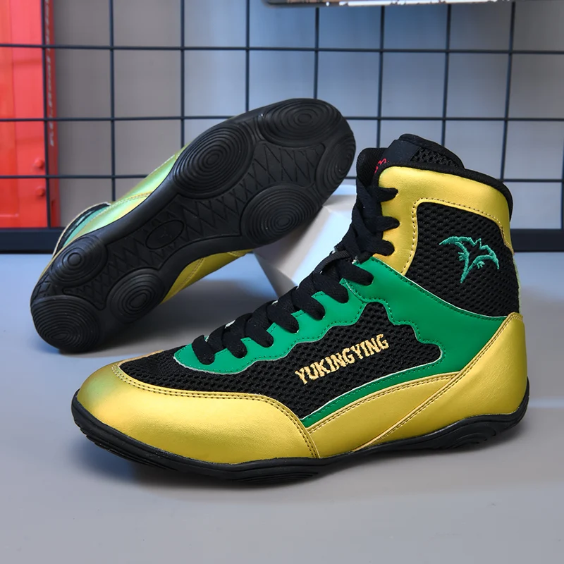 Unisex Boxing Shoes, Professional Muay Thai and Kickboxing Breathable Shoes for Men and Women High Top Training Fight Boots