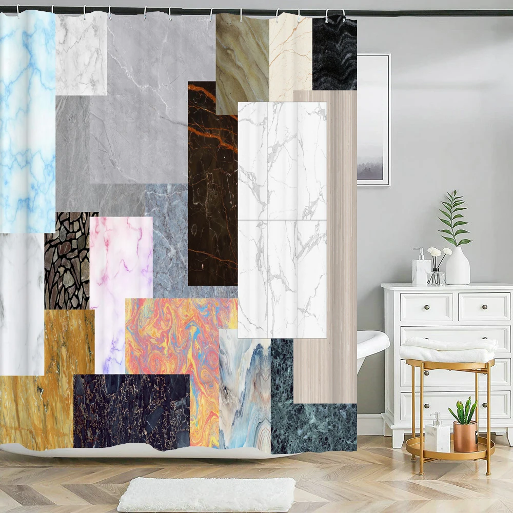 

Art Marble Geometry Line Shower Curtains Fabric Waterproof Polyester Bathroom Curtains With Hook Home Decor Bath Curtain