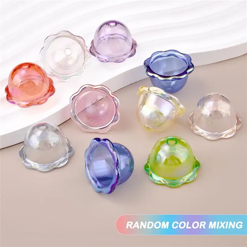 10pcs Flower Shape Acrylic Small Bell Beads Pendant Loose Spacer Bead For DIY Jewelry Making Hairpin Bracelet Earrings