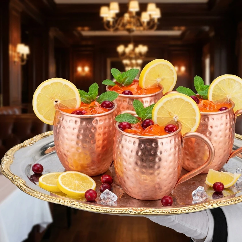Premium 100% Pure Copper 500ml Moscow Mule Mugs - Elegant 17oz Drinkware for Cocktails & Beverages