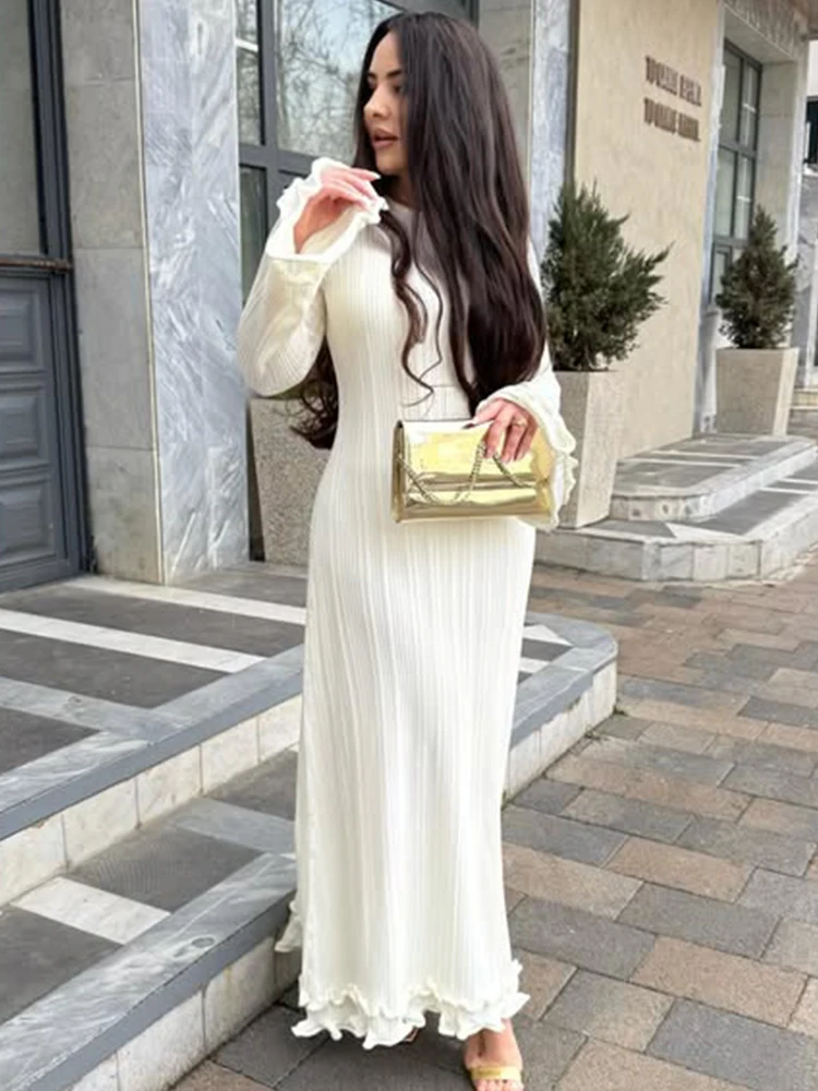 chinese dress ladies PRETTYGARDEN Women's Fall Fashion Long Sleeve Maxi Dress Ribbed Knit B main image 0