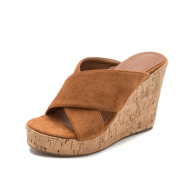 

Women Platform Sandals Cross Strap Wedge Slippers Summer Shoes for Women Elegant Pumps Slides High Heel Sandals Woman WSH4570