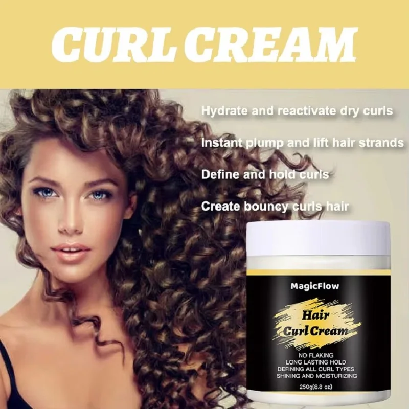 Anti Frizz Coconut Hair Curling Cream Enhancers Cream For African Curly Hair and All Wavy Curly Type 250g(8.8 oz)