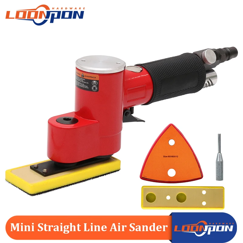 Loonpon Mini Straight Line Air Sander Random Orbital Pneumatic Sander for Auto Body Work Furniture Wood Metal Surface