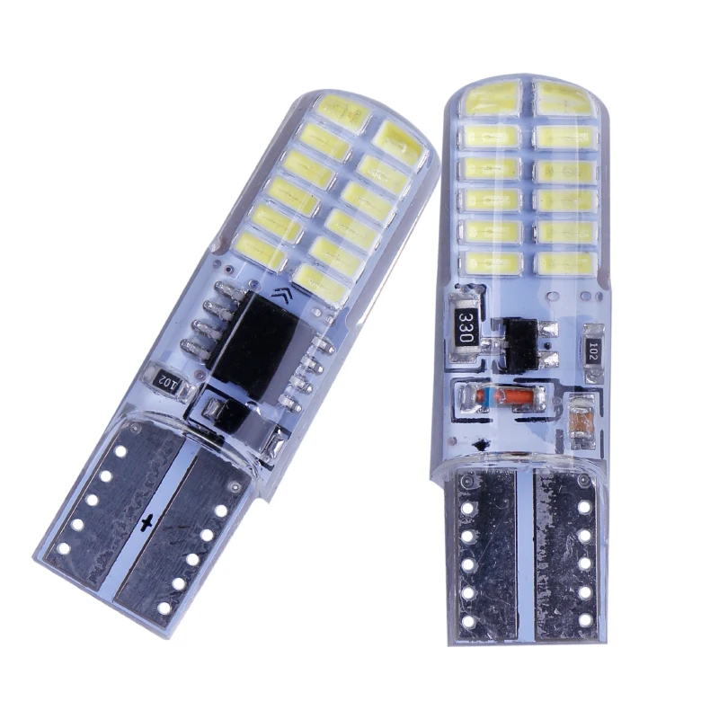 30Pcs Strobe Flash Silicone Gel Light T10 W5W 3014 24 Smd 194 168 Led Blink Light Lampadina Luci Di Ingombro Dc 12V