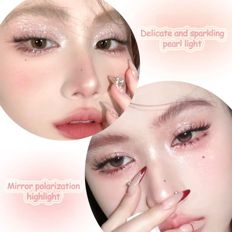 Makeup Highlighter Pearl Shiny Clear Sparkling High-gloss Powder Natural Brighten Shimmer Lying Silkworm Glowing Women Cosmetic 2