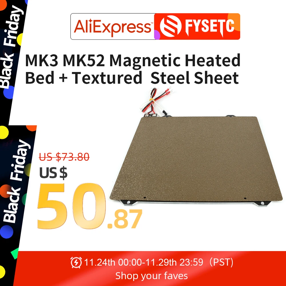 Prusa I3 MK3 MK52 Magnetic Heated Bed Double Sided Textured Powder