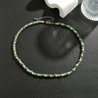 Collier de petites perles de bois pour hommes, Vintage, chaîne courte de perles, ras du cou, bijoux à la mode, accessoires sur le cou, 2023 5
