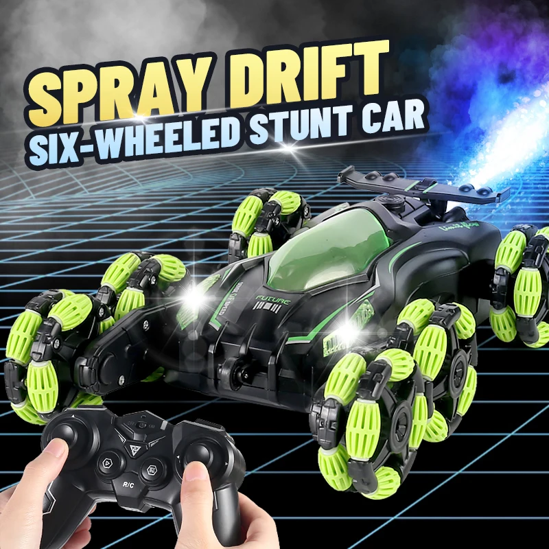 

New Six-Wheeled Stunt Car Drifting Water Spray Children's Toys Flip Deformation Twisting High-Speed Remote Control Car