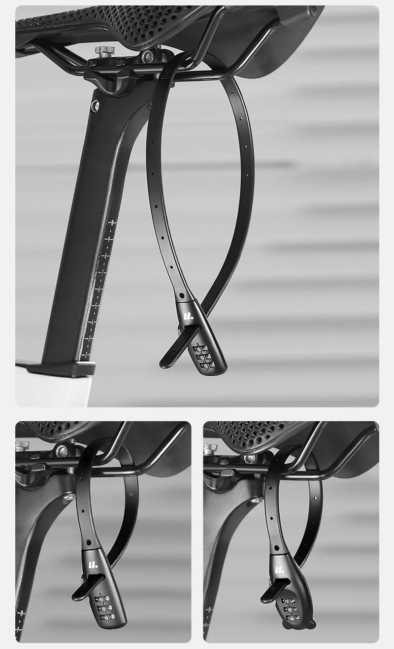 WEST BIKING Tragbares Fahrradschloss, Kabelbinder, Zinklegierungsschloss, Helm, Passwortschloss, Diebstahlsicherung, frei verstellbares Seilschloss – Detail 18