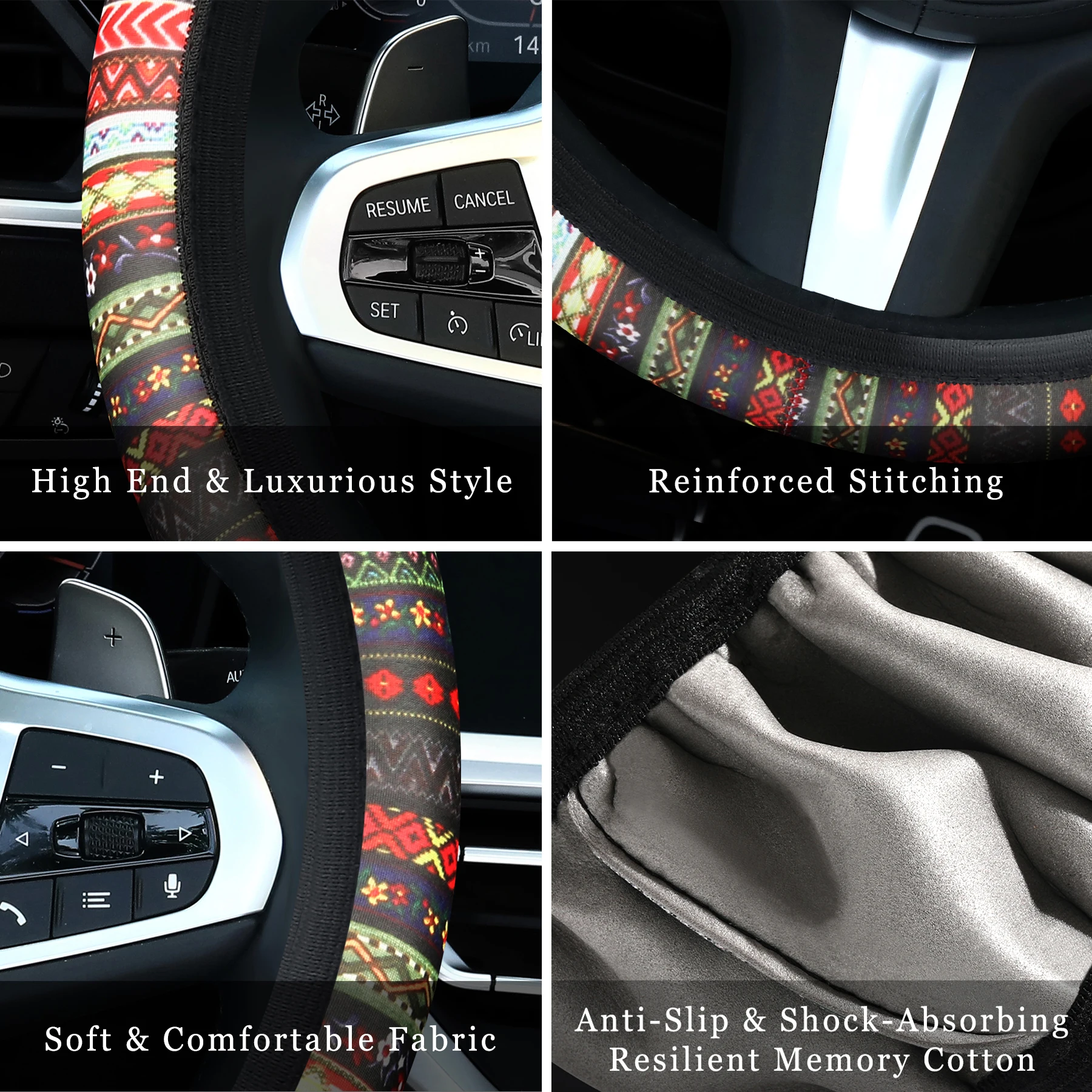 Auto-Lenkradbezug ohne Innenring, floraler Lenkradbezug – atmungsaktives, rutschfestes, elastisches, ultradünnes Auto-Griffzubehör – Detail 11