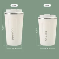 Portable 304 Stainless Steel Coffee Cup 380ml/510ml Vacuum Double-layer Insulated Cup Sealed Leak-proof Mug Outdoor Coffee Cup 6
