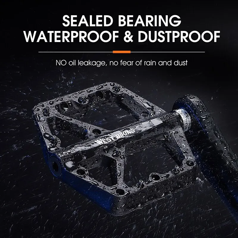 WEST BIKING Nylon Bicycle Pedals Ultralight BMX Moutain Road Bike Pedals DU Bearings Big Foot Flat Non-Slip Cycling Accessories