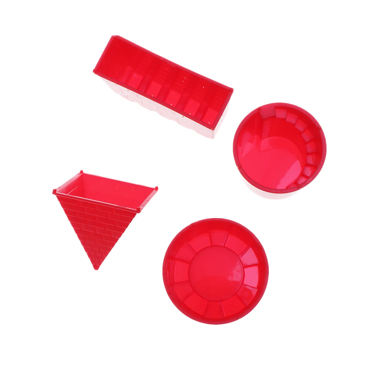 4pcs Kids Beach Toys Set Pyramid Castle Sand Play Set Sandbox Toys Creative Sand Tools Kit Sand Molds for Girls and Boys (Red) 2
