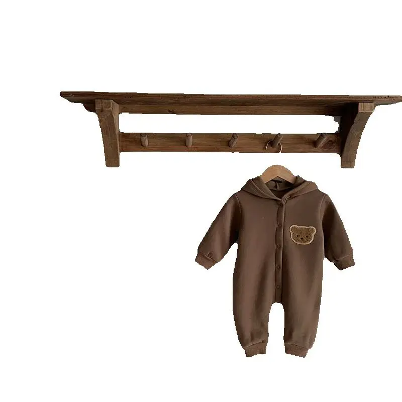 Autumn Hooded Baby Bodysuit for Newborns Soft One Piece Jumpsuit